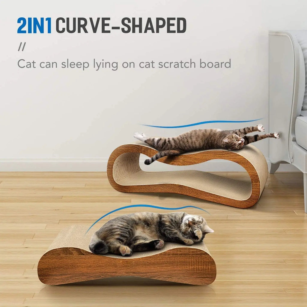 2-in-1 Cat Scratcher & Lounger - Large Durable Cardboard Scratch Board (27.56"x9.45"x8.86") - Protects Your Furniture!