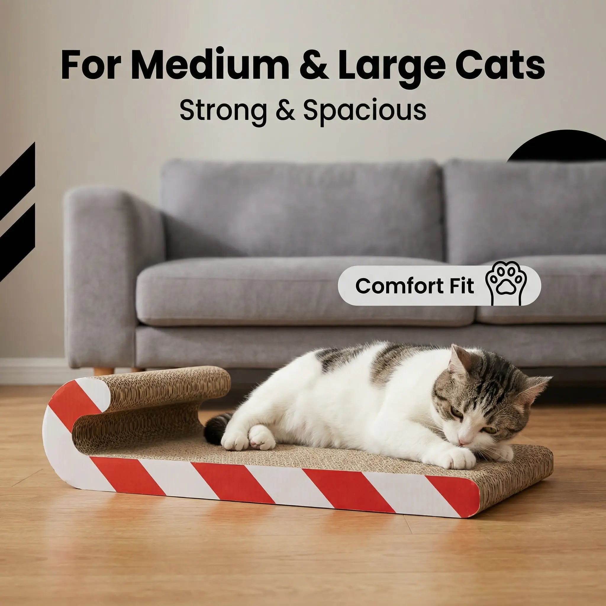 Multi-Functional Cat Sofa Cat Scratcher Board Durable Cardboard Scratching Pad Cozy Cat Bed Ample Space Oval Cats Cratcher Indoor Adult Cat Pet Cat Bed Durable Pet Furniture Kitty Bed