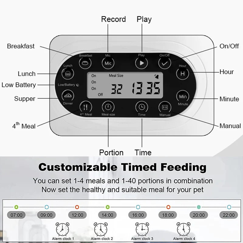 Smart Cat & Dog Feeder - Stainless Steel Automatic Dispenser with APP Control for Remote Feeding