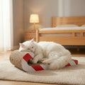 Multi-Functional Cat Sofa Cat Scratcher Board Durable Cardboard Scratching Pad Cozy Cat Bed Ample Space Oval Cats Cratcher Indoor Adult Cat Pet Cat Bed Durable Pet Furniture Kitty Bed