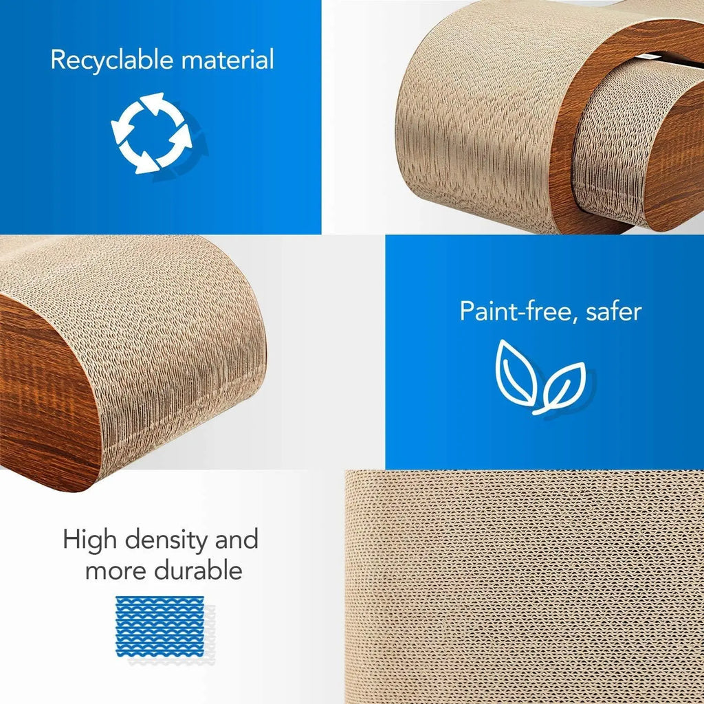 2-in-1 Cat Scratcher & Lounger - Large Durable Cardboard Scratch Board (27.56"x9.45"x8.86") - Protects Your Furniture!