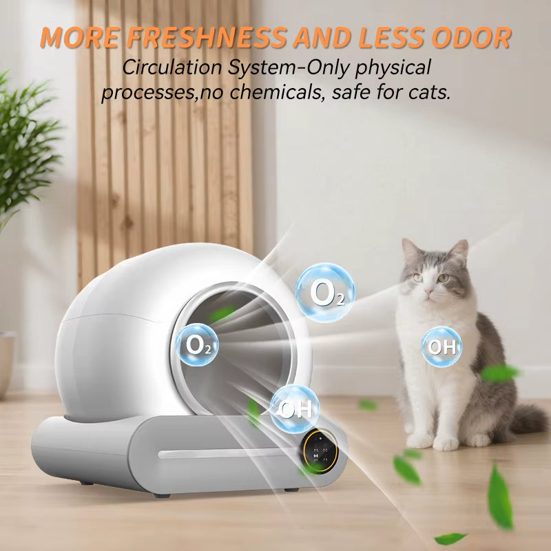 65L Intelligent Self-Cleaning Cat Litter Box with APP Automatic Smart Cat Litter Box Fully Enclosed Pet Toilet Litter Tray