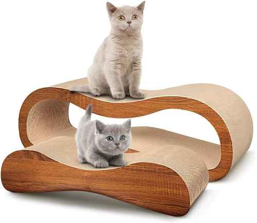 2-in-1 Cat Scratcher & Lounger - Large Durable Cardboard Scratch Board (27.56"x9.45"x8.86") - Protects Your Furniture!