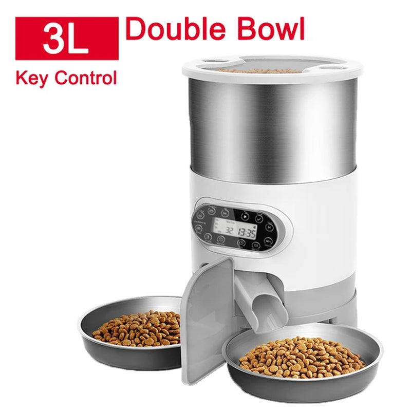 Smart Cat & Dog Feeder - Stainless Steel Automatic Dispenser with APP Control for Remote Feeding