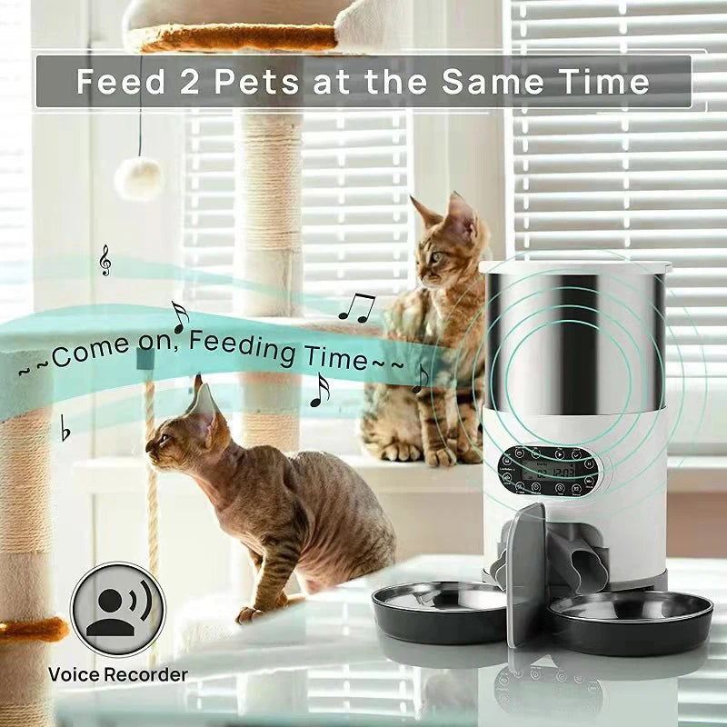 Smart Cat & Dog Feeder - Stainless Steel Automatic Dispenser with APP Control for Remote Feeding