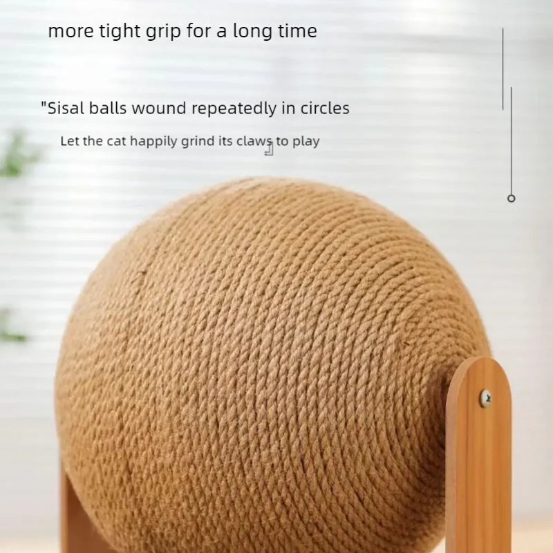 2-in-1 Wooden Cat Scratching Ball & Sisal Scratch Board - Durable Paw Grinding Toy for Happy Cats