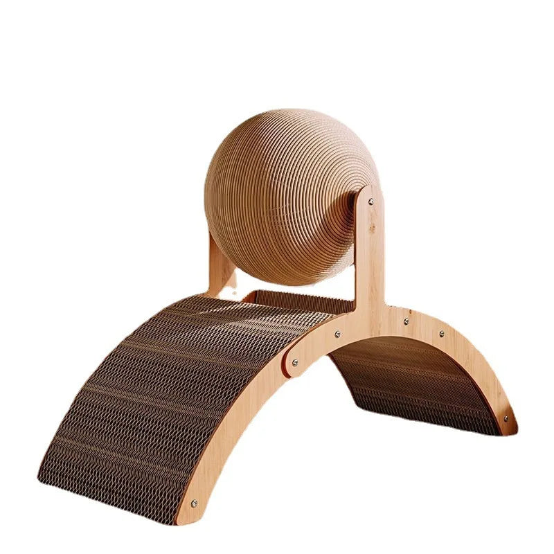 2-in-1 Wooden Cat Scratching Ball & Sisal Scratch Board - Durable Paw Grinding Toy for Happy Cats