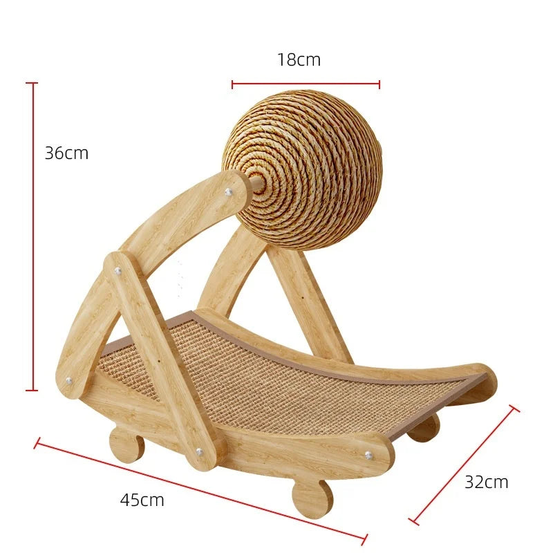 2-in-1 Wooden Cat Scratching Ball & Sisal Scratch Board - Durable Paw Grinding Toy for Happy Cats