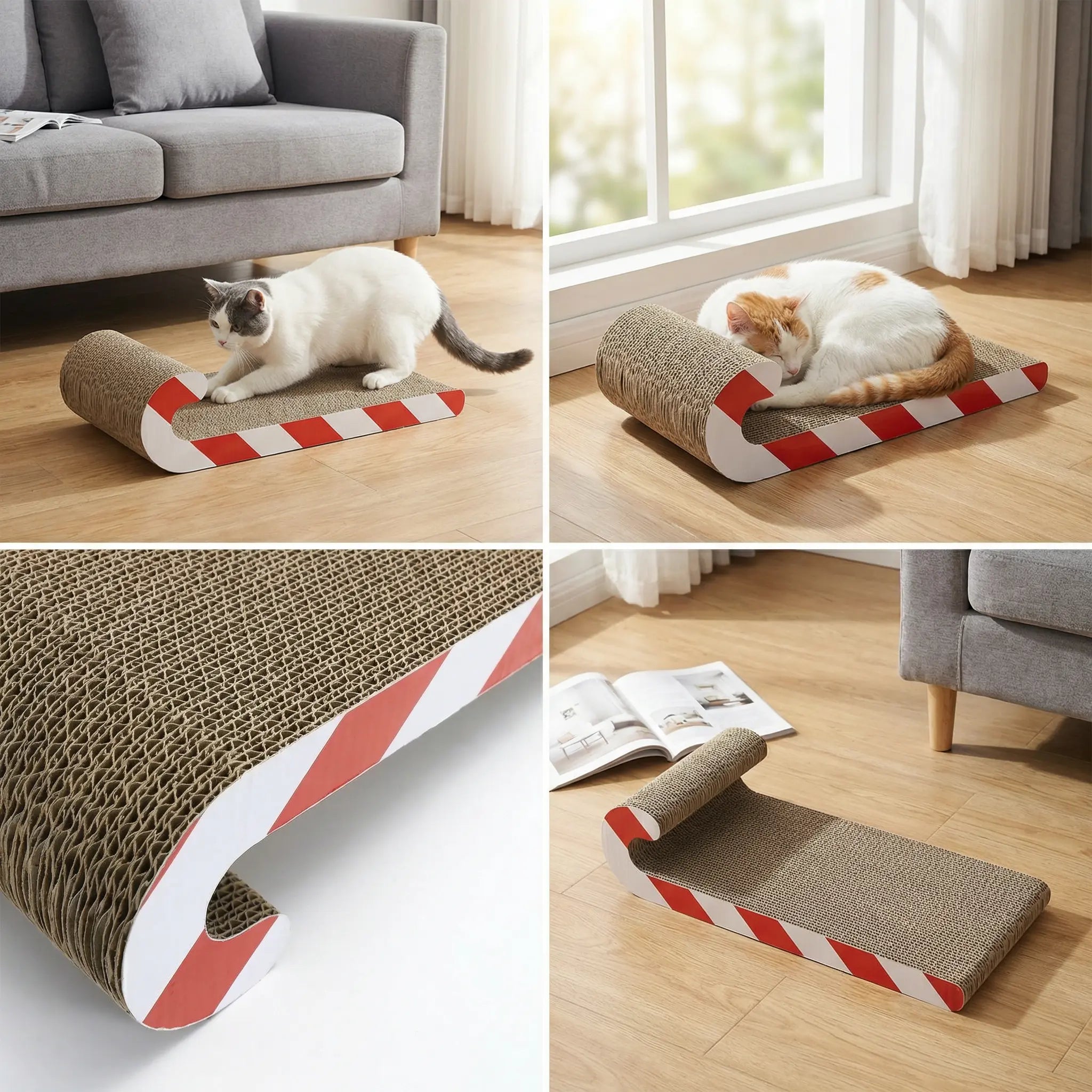Multi-Functional Cat Sofa Cat Scratcher Board Durable Cardboard Scratching Pad Cozy Cat Bed Ample Space Oval Cats Cratcher Indoor Adult Cat Pet Cat Bed Durable Pet Furniture Kitty Bed