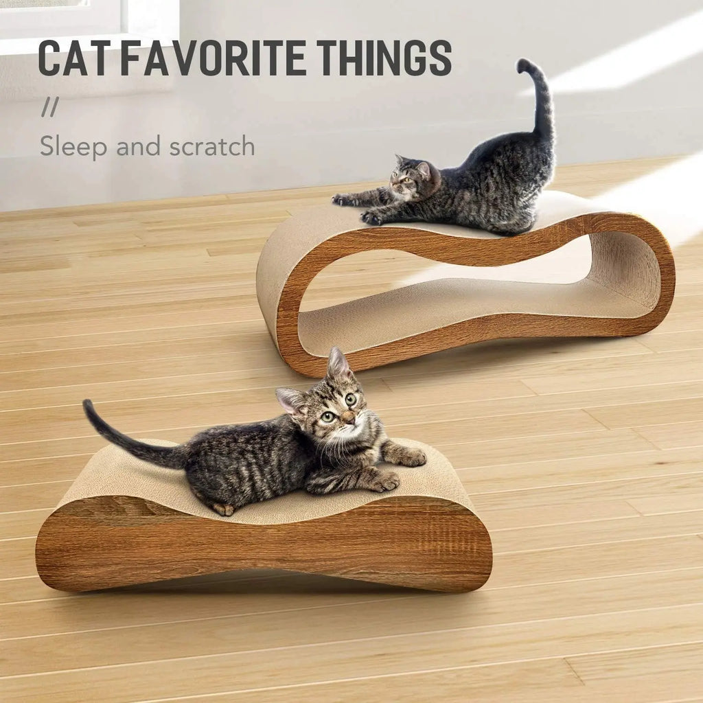 2-in-1 Cat Scratcher & Lounger - Large Durable Cardboard Scratch Board (27.56"x9.45"x8.86") - Protects Your Furniture!